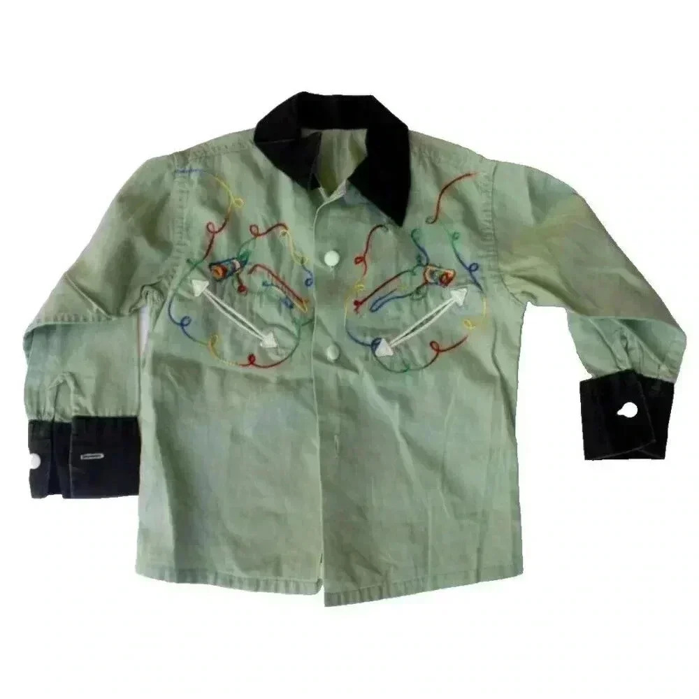 Vintage Boy’s / Toddler Kids Cowboy Western Long sleeve Collard Shirt
